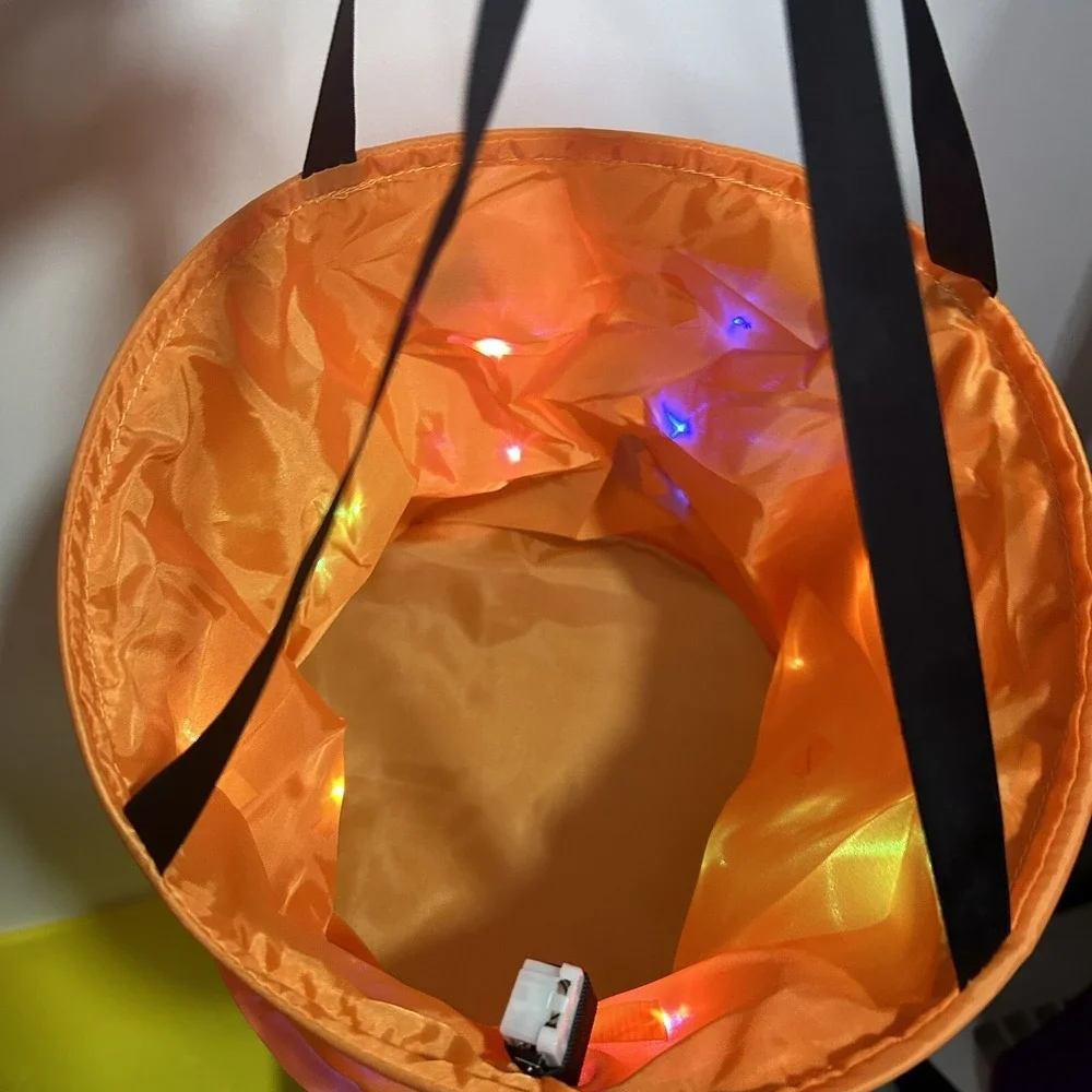 3 Pcs LED Light Halloween Candy Bags for Kids Light up Smile Face Halloween